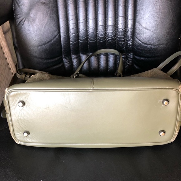 Authentic Coach Legacy Romy Two-Tone Green Leather Satchel - Picture 9 of 16